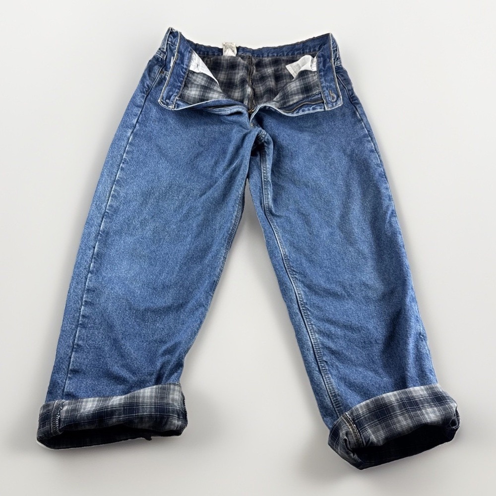 Carhartt Flannel Lines Jeans Men 40x32 Relaxed Fit Blue Denim B172 DST Work READ - Picture 1 of 9